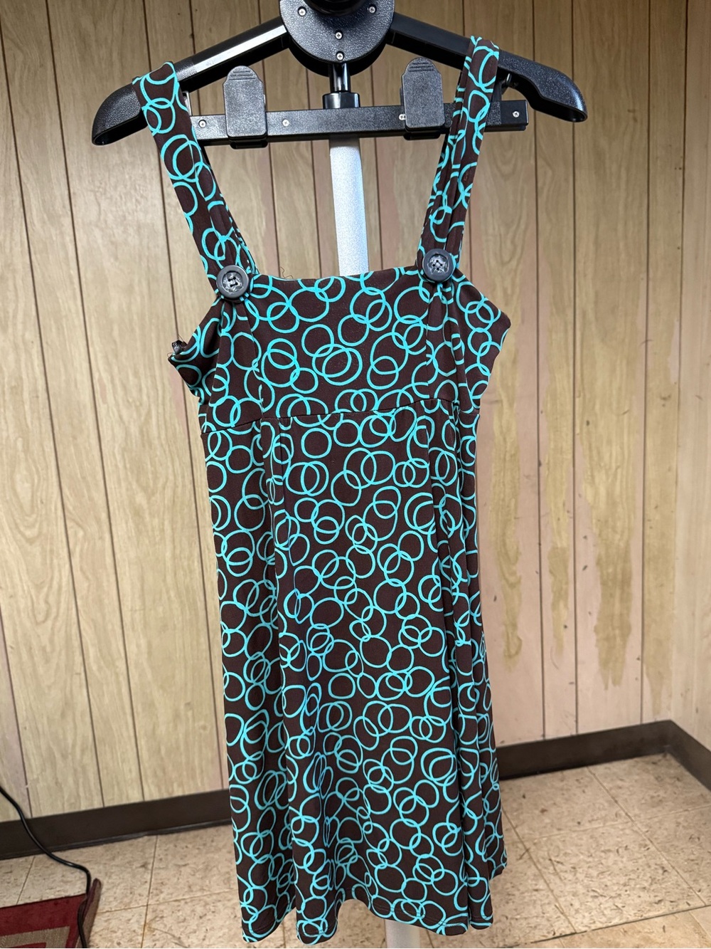 XOXO Brown Mini Dress with Turquoise Ring Print